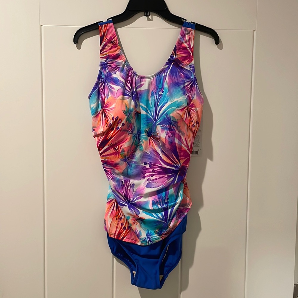 t.h.e. One piece drape swimsuit NWT